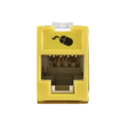 Jack UltraMAX Cat6, UTP, Montaje híbrido en Placa de Pared (Plano y Angulado), Color Amarillo, Punch Down