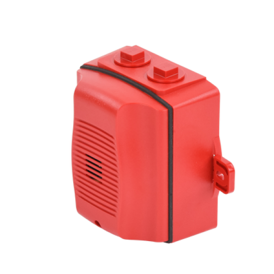 Sirena para Exterior, Montaje en Techo o Pared, 12 a 24 Vcc, Color Rojo