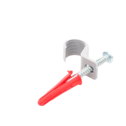 Kit de 8 grapas, 8 taquetes y 8 tornillos para sujetar conductores redondos o tubo en muro (para tubo de 1/2) (2104-07240)