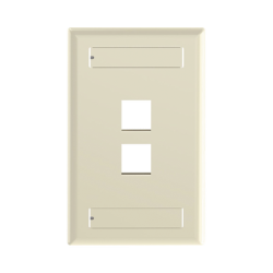 Placa de Pared Vertical, Salida Para 2 Puertos Keystone, Con Espacios Para Etiquetas, Color Marfil