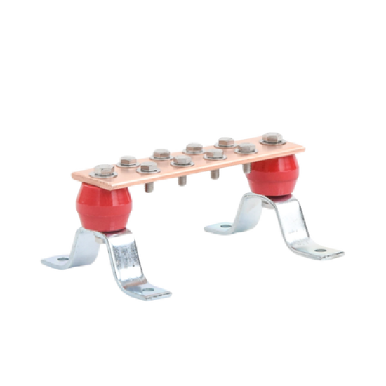 Barra para Unión de Cobre con Capacidad de 1000A, medidas  7-7/8 x 2 x 1/4 in., con Aisladores (Sin Gabinete) 