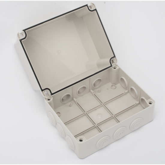 Caja Derivación-Conexión de Plástico (190 X 240 X 165 mm) con 12 Glándulas de Goma. Para Instalaciones Comerciales, Residenciales e Industriales. Incluye Tornillería para su Tapa. Funciona También como Registro.