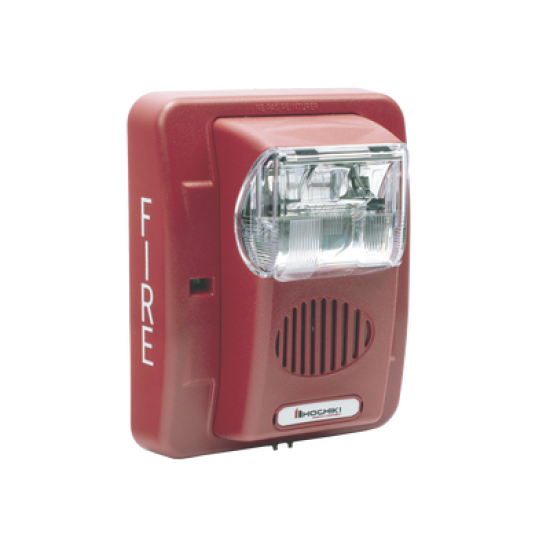 Sirena Estrobo, 12/24 Vcd, Multi Candela, Montaje En Pared, Color Rojo, Serie HE (0500-06020)