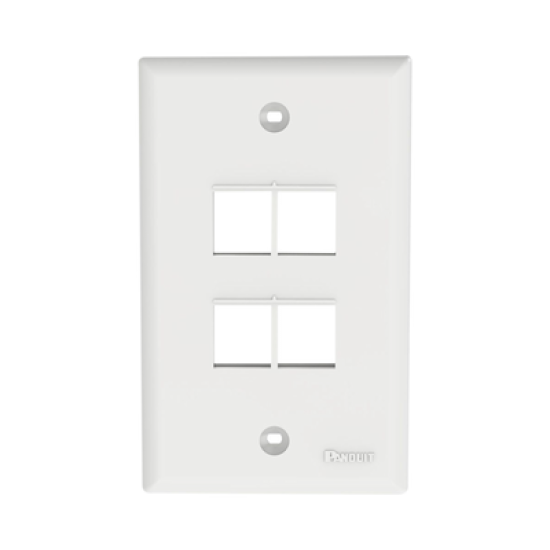 Placa de Pared Vertical, Salida Para 4 Puertos Keystone, Color Blanco 