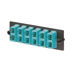 Placa Acopladora de Fibra Optica FAP, Con 6 Conectores SC Duplex (12 Fibras), Para Fibra Multimodo OM3/OM4, Color Aqua