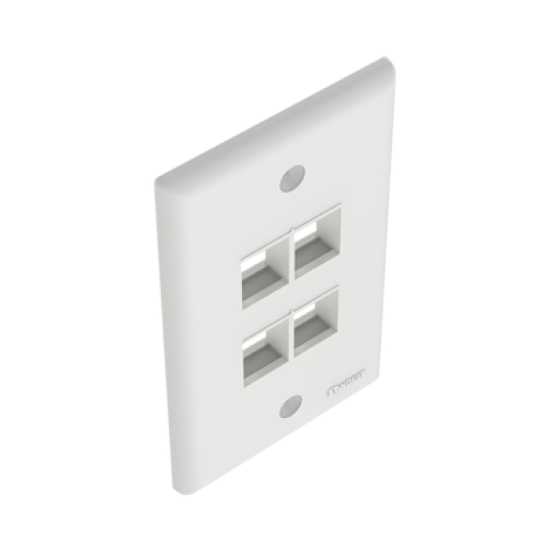 Placa de Pared Vertical, Salida Para 4 Puertos Keystone, Color Blanco 
