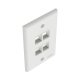 Placa de Pared Vertical, Salida Para 4 Puertos Keystone, Color Blanco 