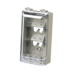 Placa de Pared Vertical, Resistente al Agua con Protección IP56, Acepta 4 Módulos Mini-Com, Color Gris