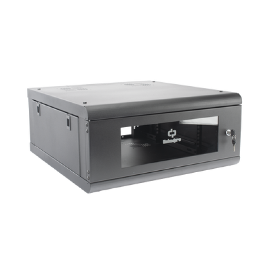 Gabinete de Pared con Puerta de Cristal Templado, 635mm de Profundidad, 4U Rack de 19'', Acero Reforzado