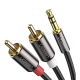 Cable Audio Premium Jack 3.5mm a 2 RCA / 10 Metros / Flexible / Doble Blindaje / Transferencia de Audio sin Pérdidas / Caja de Aleación de Cobre / Amplia Compatibilidad / Diseño Duradero.
