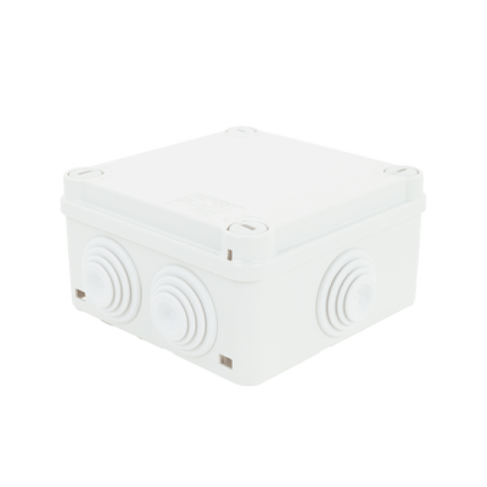 Caja de derivación de PVC Auto-extinguible con 6 entradas, tapa y tornillo de media vuelta de 1/4