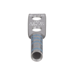 Terminal de Compresión de Barril Largo, de Dos Orificios de 1/4, para Cable 6 AWG, Espacios Entre Orificios de 0.63in