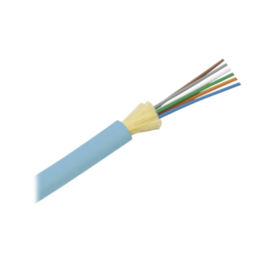 Cable de Fibra Óptica de 12 hilos, Multimodo OM4 50/125 Optimizada, Interior, Tight Buffer 900um, No Conductiva (Dieléctrica), OFNR (Riser), Precio Por Metro