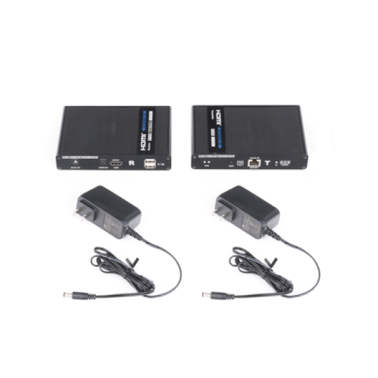 Kit extensor KVM (HDMI y USB) hasta 70 metros / Resolución 4K @ 60 Hz/ Cat 6, 6a y 7 / IPCOLOR / CERO LATENCIA / HDR10 / Salida Loop / Puerto S/PDIF / Uso 24/7 / Transmite el Video y Controla tu DVR vía USB a distancia.