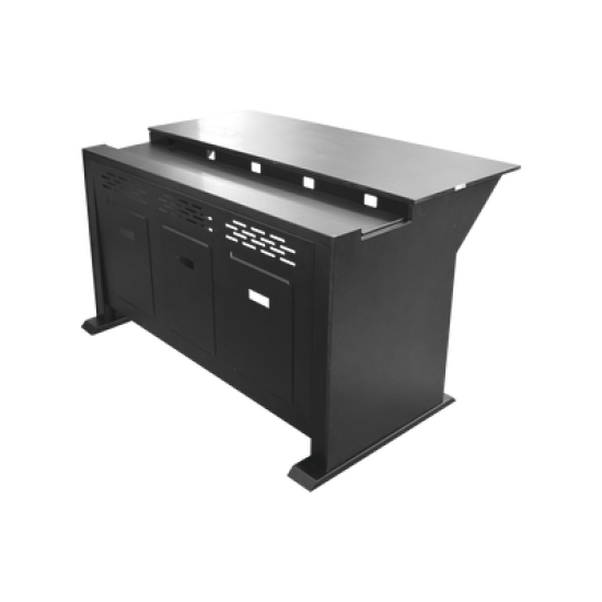 Estación Mobiliaria Profesional de Monitoreo y Control / Videovigilancia / Acceso / Alarmas / Etc... / Metal Negro y Madera Tono Oscuro