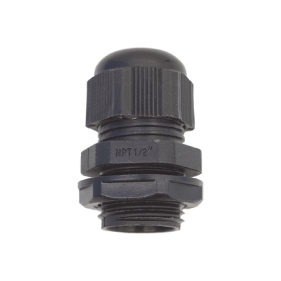 Conector Plástico Negro Tipo Glándula para Rosca NPT 1/2