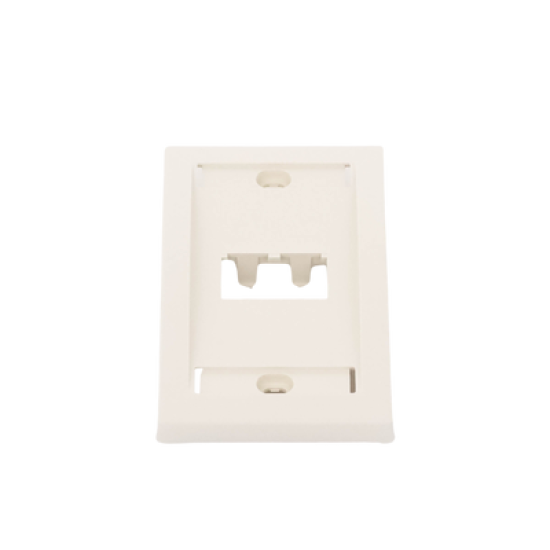 Placa de Pared Vertical Ejecutiva, Salida Para 2 Puertos Mini-Com, Con Espacios Para Etiquetas, Color Blanco Mate