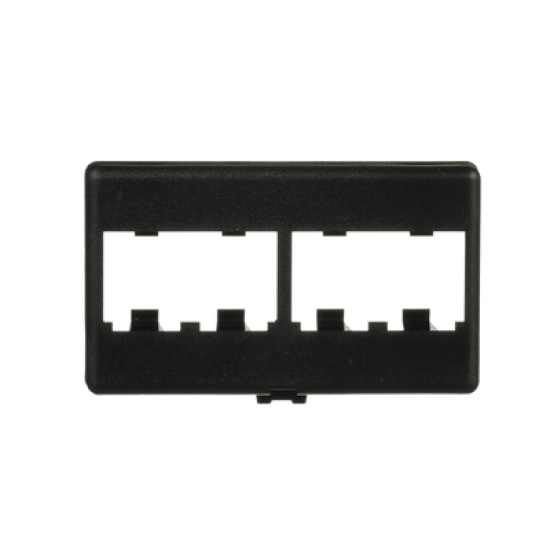 Placa de Mobiliario Modular Estándar, Salidas Para 4 Puertos Mini-Com, Color Negro