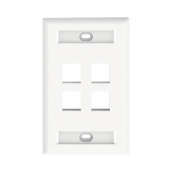 Placa de Pared Vertical, Salida Para 4 Puertos Keystone, Con Espacios Para Etiquetas, Color Blanco