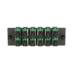 Placa Acopladora de Fibra Optica FAP, Con 12 Conectores SC/APC (12 Fibras), Para Fibra Monomodo OS1/OS2, Color Verde
