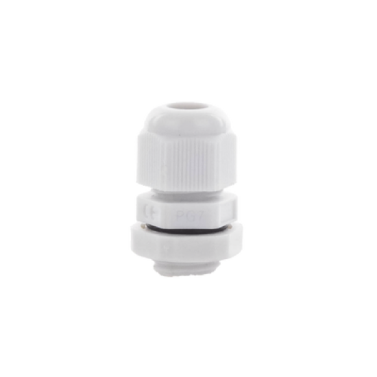 Conector Plástico Gris  Tipo Glándula para Cable de 3.5 a 6 mm de Diámetro.