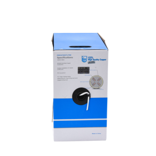 Bobina de cable de 305 m, Cat5e, para intemperie, sin blindar, color blanco, UL, para aplicaciones en CCTV, redes de datos. 