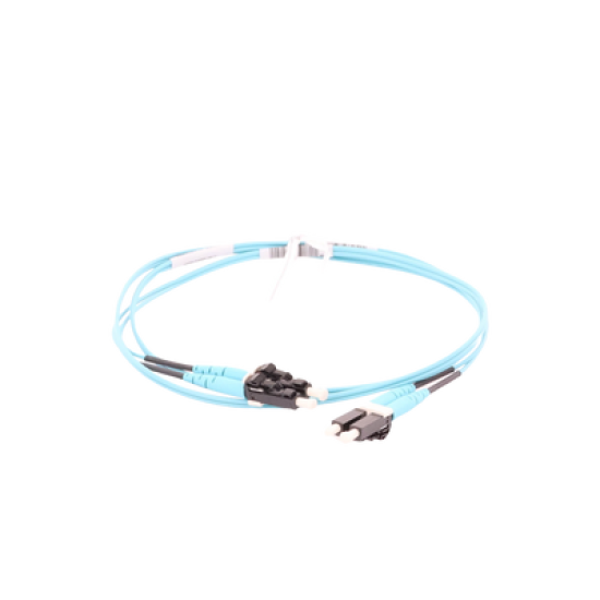 Jumper de Fibra Optica Multimodo 50/125 OM3, LC-LC Duplex, OFNR (Riser), Color Aqua, 2 Metros