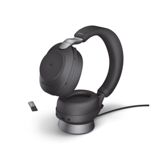 Jabra Evolve2 85, Auricular stereo versión MS con cancelación de ruido activa, dongle USB-A indicador de ocupado (Busylight)(28599-999-999)