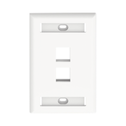 Placa de Pared Vertical, Salida Para 2 Puertos Keystone, Con Espacios Para Etiquetas, Color Blanco