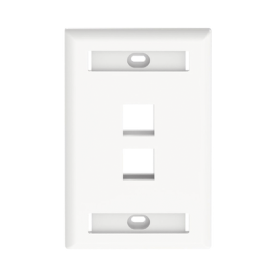 Placa de Pared Vertical, Salida Para 2 Puertos Keystone, Con Espacios Para Etiquetas, Color Blanco