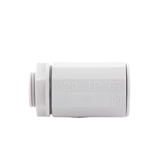 Conector de tubería rígida a caja (Racor), PVC Auto-extinguible, de 20 mm