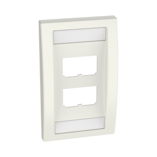 Placa de Pared Vertical Ejecutiva, Salida Para 4 Puertos Mini-Com, Con Espacios Para Etiquetas, Color Blanco Mate