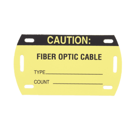 Kit de 5 Etiquetas Autolaminadas para Fibra Óptica, Para Uso Interior/Exterior, Dimensiones de 90.42 x 52.32 mm, Color Negro con Amarillo