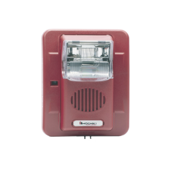 Sirena Estrobo, 12/24 Vcd, Multi Candela, Montaje En Pared, Color Rojo, Serie HE (0500-06020)