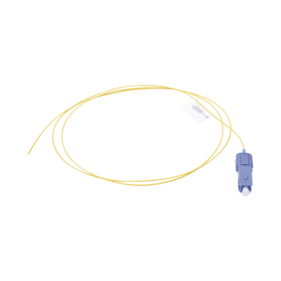 Pigtail de Fibra Óptica SC/UPC Simplex, Monomodo OS1/OS2 XGLO, OFNR, Color Amarillo, 1 Metro