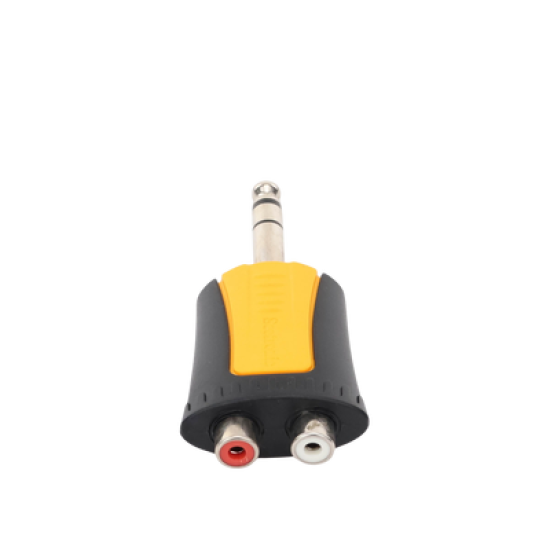Conector Estéreo |  1/4in - 2 x RCA hembra | Adaptador de Carcasa de Plastico |
