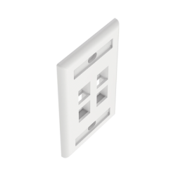 Placa de Pared Vertical, Salida Para 4 Puertos Keystone, Con Espacios Para Etiquetas, Color Blanco