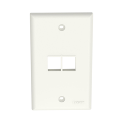 Placa de Pared Vertical, Salida Para 2 Puertos Keystone, Color Blanco Mate