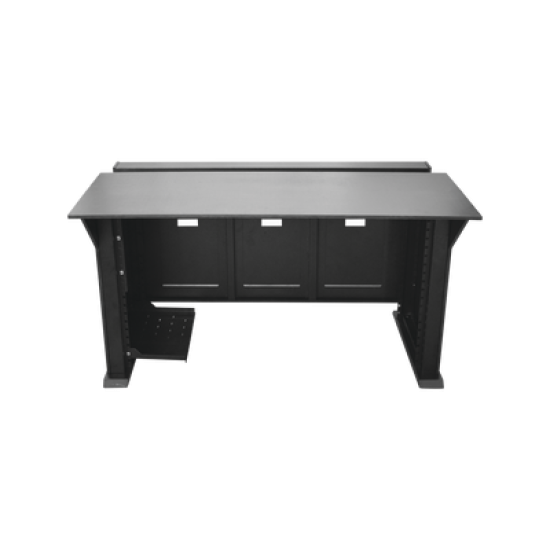 Estación Mobiliaria Profesional de Monitoreo y Control / Videovigilancia / Acceso / Alarmas / Etc... / Metal Negro y Madera Tono Oscuro