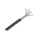 Bobina de cable de 305 m, Cat5E, con gel, para intemperie, doble forro extrema humedad, bajo tierra, UL, color negro para aplicaciones en video vigilancia, y redes de alta velocidad.