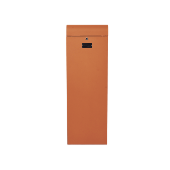 Barrera vehicular derecha / Soporta brazo de hasta 3 m / Apertura en 1.5 s /Final de carrera ajustable por programación / Movimiento fluido / Diseño elegante color naranja