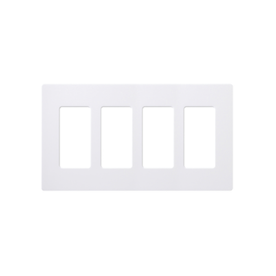 Placa de pared 4 espacios, color blanco, para atenuador (dimmer), switch ó control remoto PICO inalámbrico