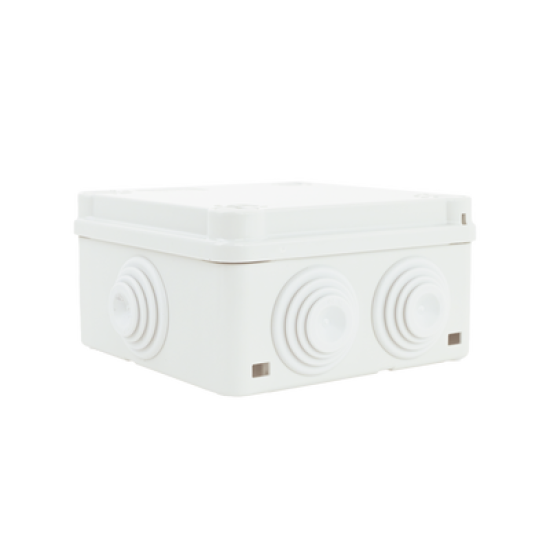 Caja de derivación de PVC Auto-extinguible con 6 entradas, tapa y tornillo de media vuelta de 1/4