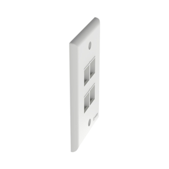 Placa de Pared Vertical, Salida Para 4 Puertos Keystone, Color Blanco 