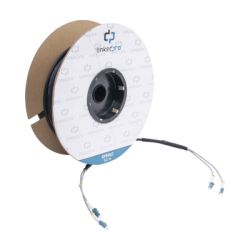 Carrete de Fibra Óptica Monomodo con Conectores LC-LC Duplex, Reforzada con Kevlar, de 50 metros, Para instalaciones subterráneas por tubería