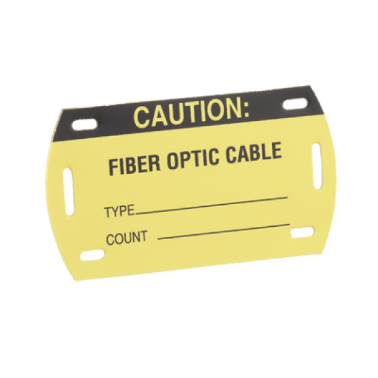 Kit de 5 Etiquetas Autolaminadas para Fibra Óptica, Para Uso Interior/Exterior, Dimensiones de 90.42 x 52.32 mm, Color Negro con Amarillo