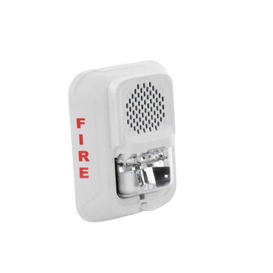 Sirena de Baja Frecuencia con Lámpara Estroboscópica / a 2 Hilos / Montaje en Muro / Configuración Estroboscópica Seleccionable / Color Blanco