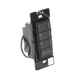 (RadioRa3) Botonera Sunnata Negro 3 escenas y 2 botones subir/bajar para Radio RA3, programe escenas diferentes en cada botón.