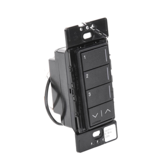 (RadioRa3) Botonera Sunnata Negro 3 escenas y 2 botones subir/bajar para Radio RA3, programe escenas diferentes en cada botón.