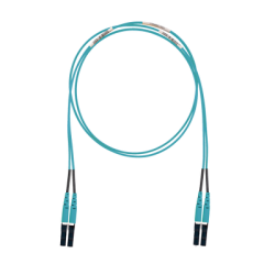 Jumper de Fibra Optica Multimodo 50/125 OM3, LC-LC Duplex, LSZH (Cero Halógenos), Color Aqua, 3 Metros